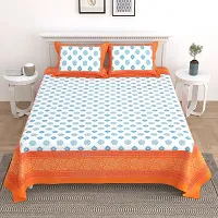 Comfortable Cotton Printed King Size Bedsheet with Two Pillow Covers-thumb1