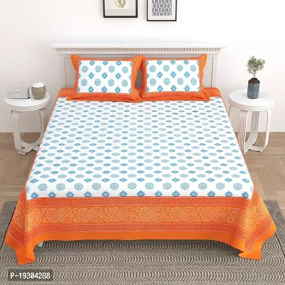 Comfortable Cotton Printed King Size Bedsheet with Two Pillow Covers-thumb2