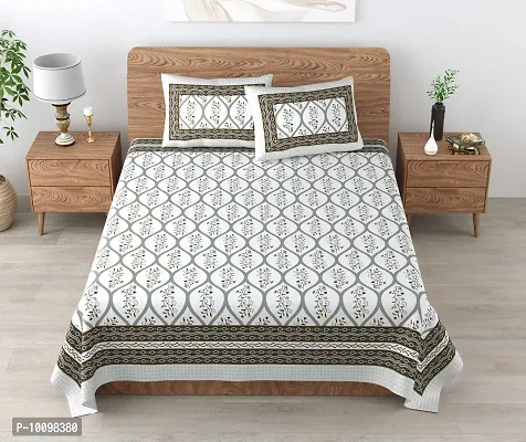 Stylish Fancy Cotton Printed King Size Bedsheet With 2 Pillow Covers