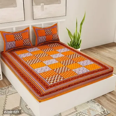 UniqChoice Rajasthani Traditional Print 120 TC 100% Cotton Double Bedsheet with 2 Pillow Cover ,Yellow(MUUCD_348)