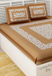 UniqChoice Brown Color Rajasthani Traditional Printed 120 TC 100% Cotton Double Bedsheet with 2 Pillow Cover,UC89_Bind-B-thumb2