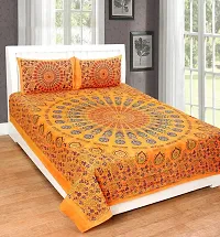 UniqChoice Cotton 144TC| Rajasthani Printed |Double Bedsheet| Bedsheet for Double Bed| Yellow-thumb1