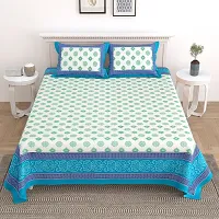 Comfortable Cotton Printed King Size Bedsheet with Two Pillow Covers-thumb1