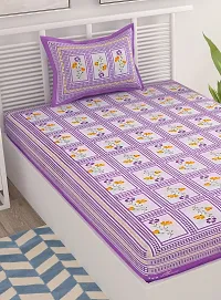 UniqChoice 100% Cotton Purple Color Jaipuri Single bedsheet with 1 Pillow Cover,1+1_Single_Bombay_Purple-thumb2