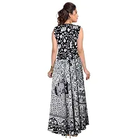 UniqueChoice 100% Cotton Printed Black Maxi Dress for Women-thumb1