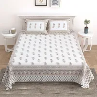 Comfortable Cotton Printed King Size Bedsheet with Two Pillow Covers-thumb1