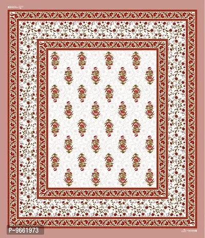 UniqChoice Floral Japuri Printed 120 TC 100% Cotton Double Bedsheet with 2 Pillow Cover,Brown(UCEBD488)-thumb5