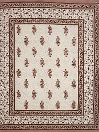 UniqChoice Jaipuri Print 100% Cotton Rajasthani Tradition King Size Double Bedsheet with 2 Pillow Covers(Beige Color)-thumb1
