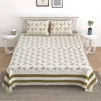 Comfortable Cotton Printed King Size Bedsheet with Two Pillow Covers-thumb1