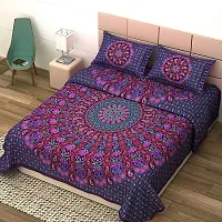 Comfortable Cotton Printed King Size Bedsheet with Two Pillow Covers-thumb1