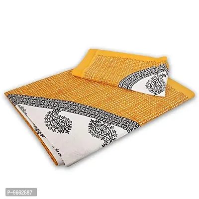 UniqChoice Cotton Classic Print Double Bedsheet with 2 Pillow Cover - Yellow (215 x 240 cm)-thumb4