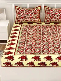 UniqChoice Green Color Rajasthani Traditional Printed 120 TC 100% Cotton Double Bedsheet with 2 Pillow Cover,UCEBBD83-thumb3