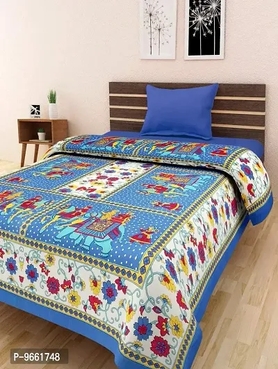 Bombay Spreads Multi Color 100% Pure Cotton Single Bed Sheet Without Pillow Cover Elegant Design for Bedding or Decoratuve (Jaipuri Bed Spreads)