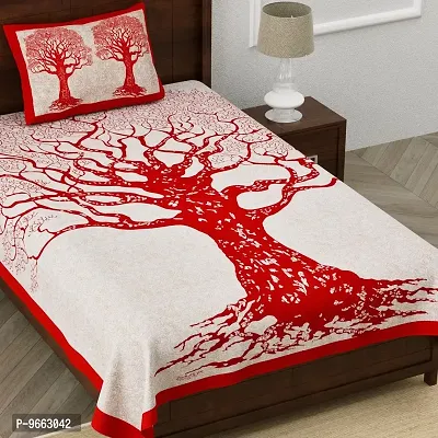 UniqChoice 144Tc Cotton Printed Single bedsheet with 1 Pillow Cover-thumb2