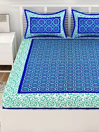 UniqChoice Blue Color Rajasthani Traditional Printed 120 TC 100% Cotton Double Bedsheet with 2 Pillow Cover,UC317_Gola-B-thumb3