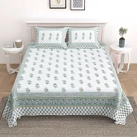 Comfortable Cotton Printed King Size Bedsheet with Two Pillow Covers-thumb1