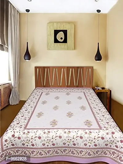 UniqChoice 100% Cotton Purpal Colour Rajasthani Printed Single Bedsheet.