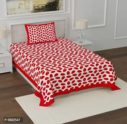 UniqChoice 100% Cotton Red Color Polkadots Printed[ Single bedsheet with 1 Pillow Cover,1+1_Single_Polkadots_Red-thumb0