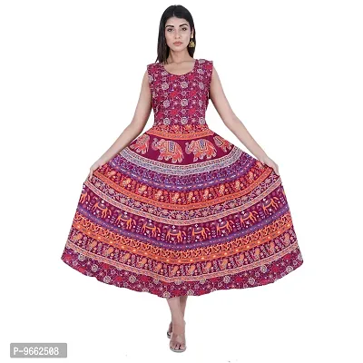 UniqueChoice Presents Maroon Color Jaipuri Printed Long Women's Maxi one Piece Dress Free Size-thumb5