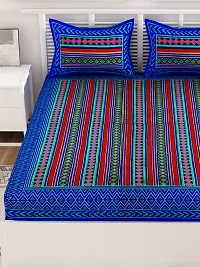 UniqChoice Rajasthani Tradition 144 TC Cotton Double Bedsheet with 2 Pillow Covers - Blue-thumb3