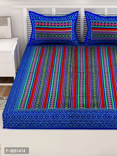 UniqChoice Rajasthani Tradition 144 TC Cotton Double Bedsheet with 2 Pillow Covers - Blue-thumb4