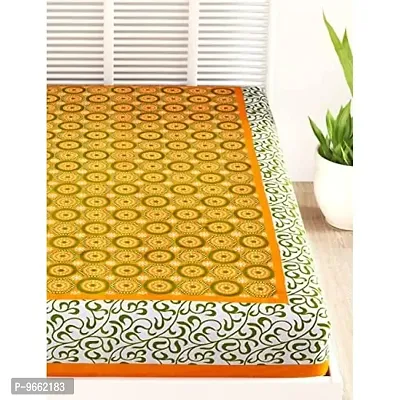 Bombay Spreads Multi Color 100% Pure Cotton Single Bed Sheet Without Pillow Cover Elegant Design for Bedding Or Decoratuve | Jaipuri Design| 100% Pure Cotton, Yellow, UCESB102-thumb2