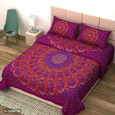 Comfortable Cotton Printed King Size Bedsheet with Two Pillow Covers-thumb2