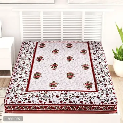 UniqChoice 100% Cotton| Jaipuri Traditional Printed| Single Bedsheet| bedsheet for Single Bed|Beige Colour-thumb2