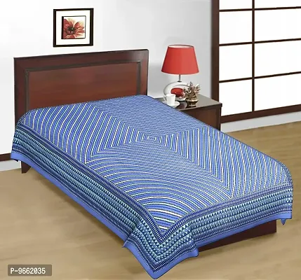 UniqChoice 100% Cotton Blue Colour Rajasthani Traditional Printed Single Bedsheet.-thumb0