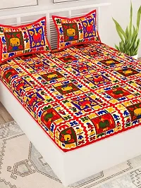 UniqChoice Rajasthani Traditional Print 120 TC 100% Cotton Double Bedsheet with 2 Pillow Cover ,Red(UCEBD56)-thumb2