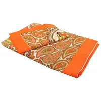 UniqChoice 100% Cotton Orange Color Jaipuri Traditional Double bedsheet with 2 Pillow Covers-thumb2