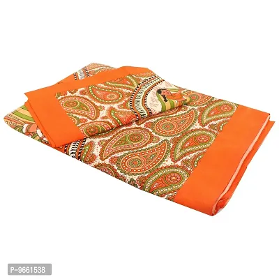 UniqChoice 100% Cotton Orange Color Jaipuri Traditional Double bedsheet with 2 Pillow Covers-thumb3