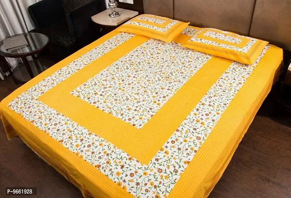 Bombay Spreads Cotton 120 TC Bedsheet (King_Yellow)-thumb3