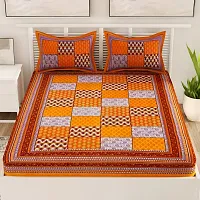 UniqChoice Rajasthani Traditional Print 120 TC 100% Cotton Double Bedsheet with 2 Pillow Cover ,Yellow(MUUCD_348)-thumb1