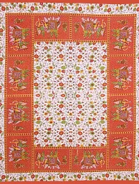 UniqChoice Jaipuri Print Rajasthani Tradition 120 TC Cotton Double Bedsheet with 2 Pillow Covers - Orange-thumb1