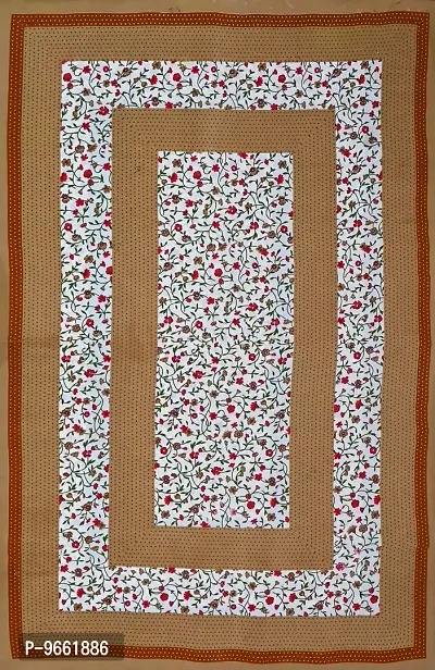 UniqChoice Jaipuri Traditional 144 TC Cotton Single Bedsheet - Beige-thumb4