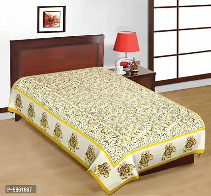 Bombay Spreads Cotton 144 TC Bedsheet (Yellow_Single)