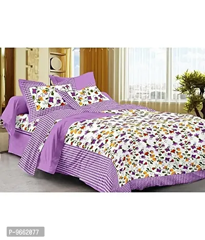 UniqChoice Floral Japuri Printed 120 TC 100% Cotton Double Bedsheet with 2 Pillow Cover ,Purpal(UCEBD163)