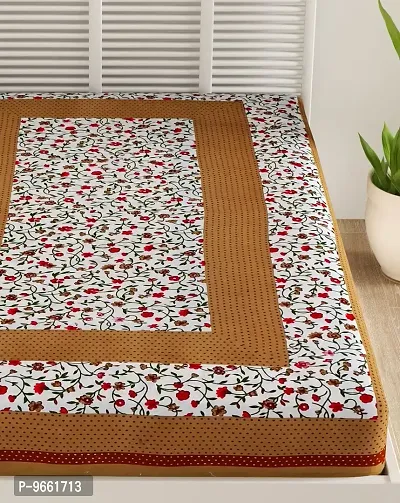 Bombay Spreads Cotton 144 TC Bedsheet (Beige_Single)-thumb3