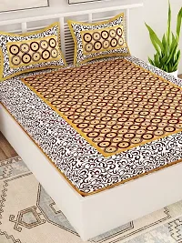 UniqChoice Rajasthani Traditional Print 120 TC 100% Cotton Double Bedsheet with 2 Pillow Cover ,Brown(RTDP201)-thumb2