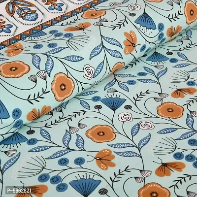 UniqChoice 180 TC SkyBlue Color Floral Printed King Size Bedsheet with 2 Pillow Cover (ELEG-35-Skyblue)-thumb4