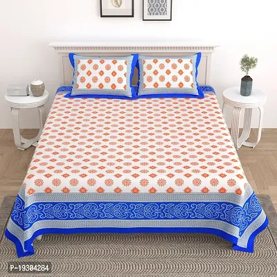 Comfortable Cotton Printed King Size Bedsheet with Two Pillow Covers-thumb2