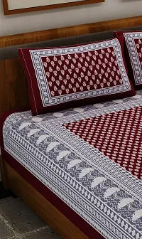 UniqChoice Maroon Color Rajasthani Traditional Printed 120 TC 100% Cotton Double Bedsheet with 2 Pillow Cover,UCEBBD26-thumb2