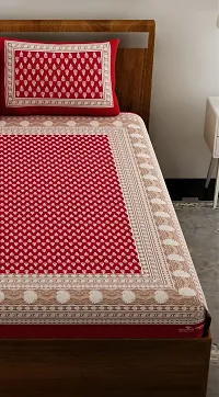 UniqChoice Rajasthani Traditional Printed 120 TC| 100% Cotton |Double Bedsheet | Bedsheet with 2 Pillow Cover|King Size bedsheet| Red-thumb3