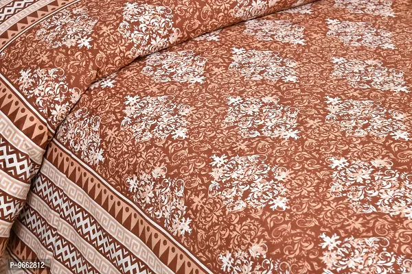 UniqChoice 180 TC Brown Color Floral Printed King Size Bedsheet with 2 Pillow Cover (ELEG-30-Brown)-thumb4