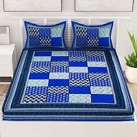 UniqChoice Rajasthani Traditional Print 120 TC 100% Cotton Double Bedsheet with 2 Pillow Cover,Blue(UCEBD424)-thumb1