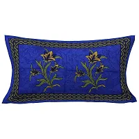 UniqChoice 100% Cotton Blue Color Jaipuri Single bedsheet with 1 Pillow Cover,1+1_Single_74_Blue-thumb3