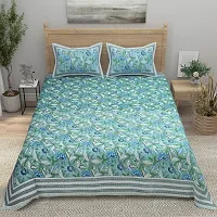 Comfortable Cotton Printed King Size Bedsheet with 2 Pillow Covers-thumb1