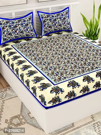 Comfortable Cotton Printed Double Bedsheet with Two Pillow Covers-thumb3