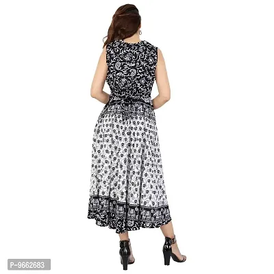 UniqueChoice 100% Cotton Printed Black Maxi Dress for Women-thumb4